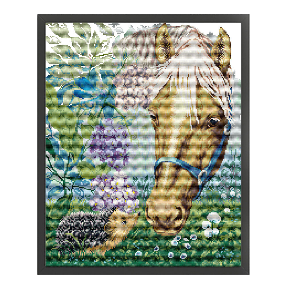 Horse And Hedgehog - 14CT Stamped Cross Stitch 40*48CM(Joy Sunday)