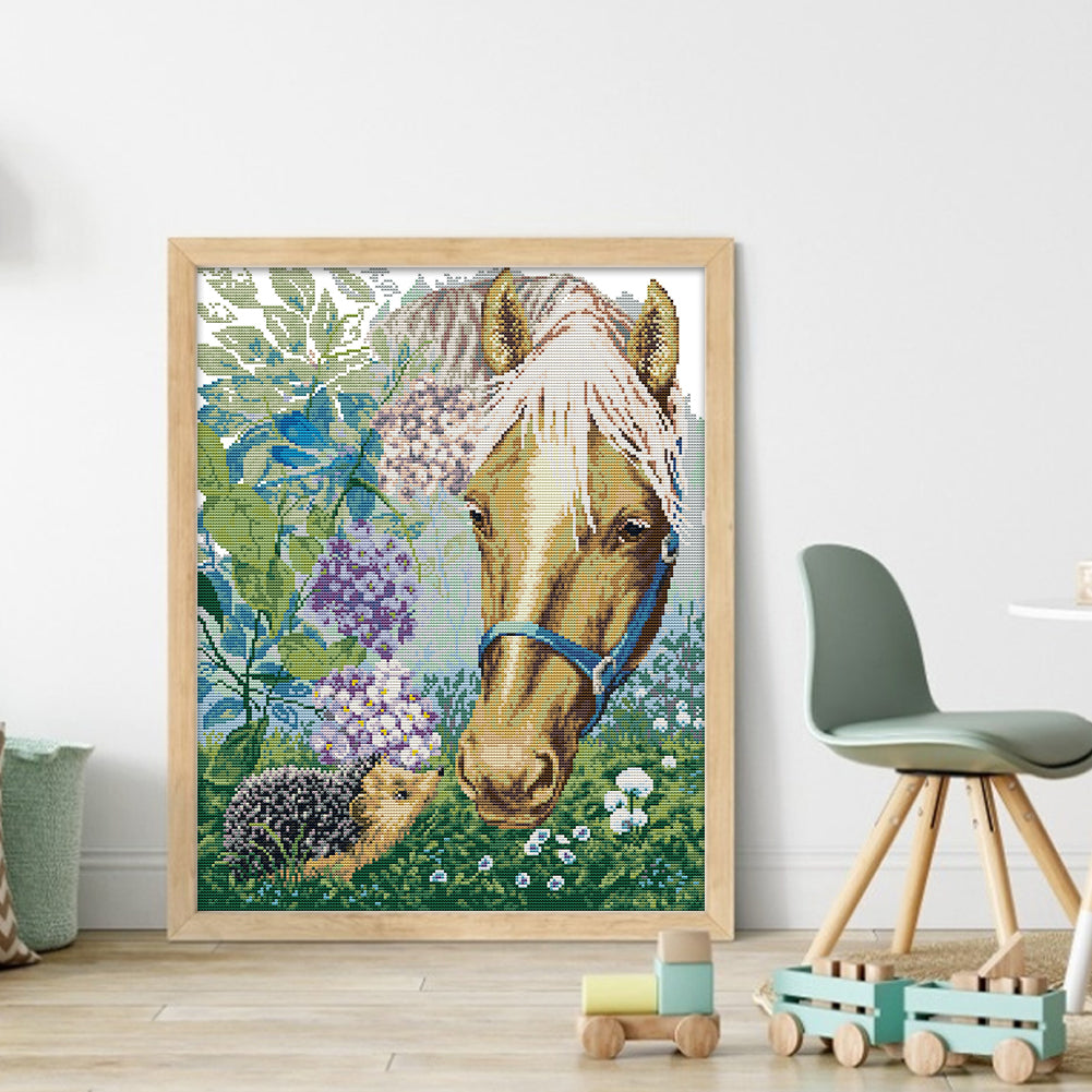 Horse And Hedgehog - 14CT Stamped Cross Stitch 40*48CM(Joy Sunday)