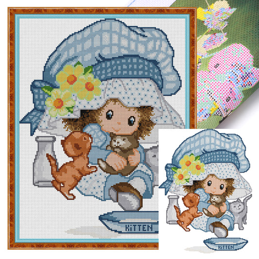 Big Face Doll - 14CT Stamped Cross Stitch 32*40CM(Joy Sunday)