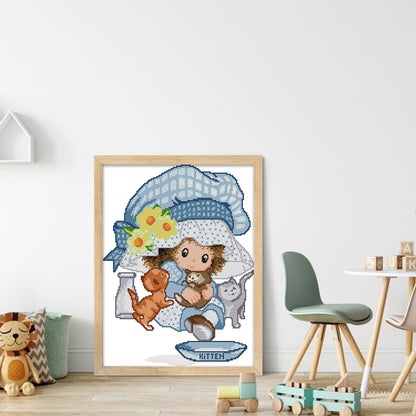 Big Face Doll - 14CT Stamped Cross Stitch 32*40CM(Joy Sunday)