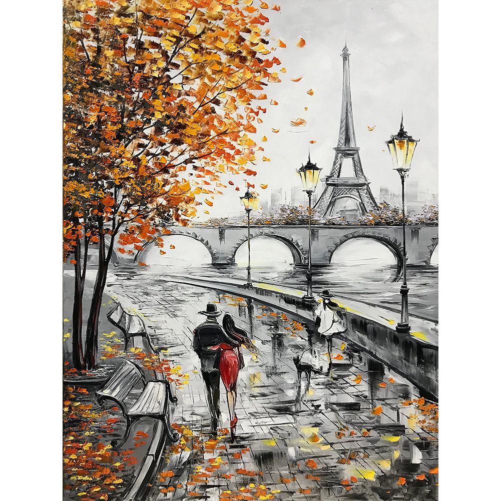 Street Painting In Paris - Full Round Drill Diamond Painting 30*40CM