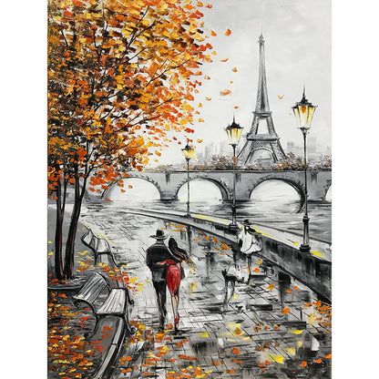 Street Painting In Paris - Full Round Drill Diamond Painting 30*40CM