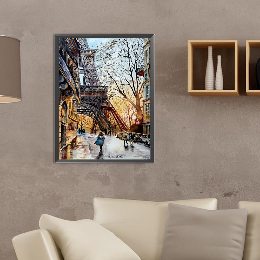 Street Painting In Paris - Full Round Drill Diamond Painting 30*40CM