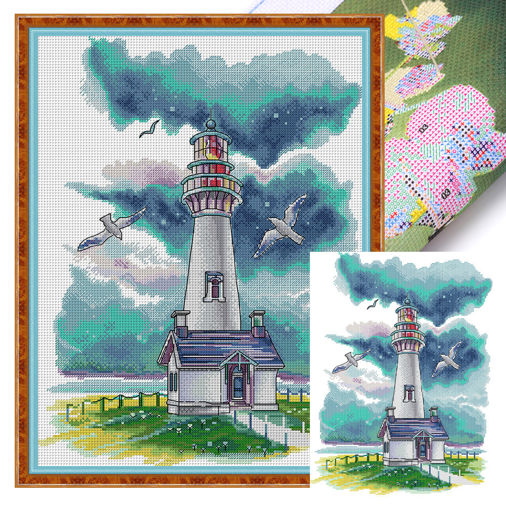 Lighthouse And Seagulls - 14CT Stamped Cross Stitch 34*43CM(Joy Sunday)