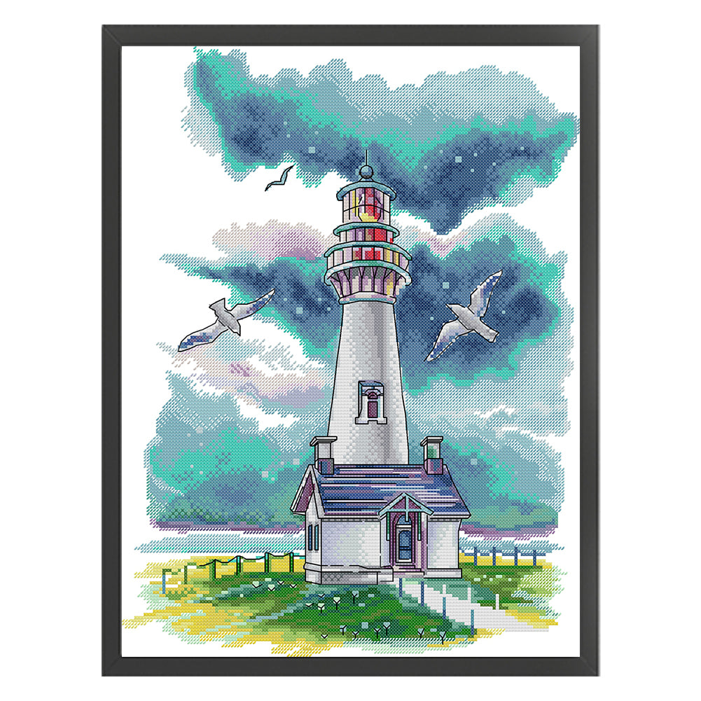 Lighthouse And Seagulls - 14CT Stamped Cross Stitch 34*43CM(Joy Sunday)