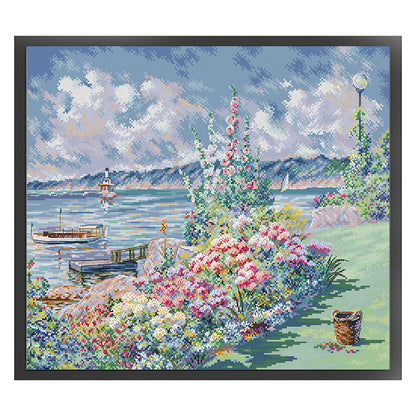 Flower Coast - 14CT Stamped Cross Stitch 52*44CM(Joy Sunday)