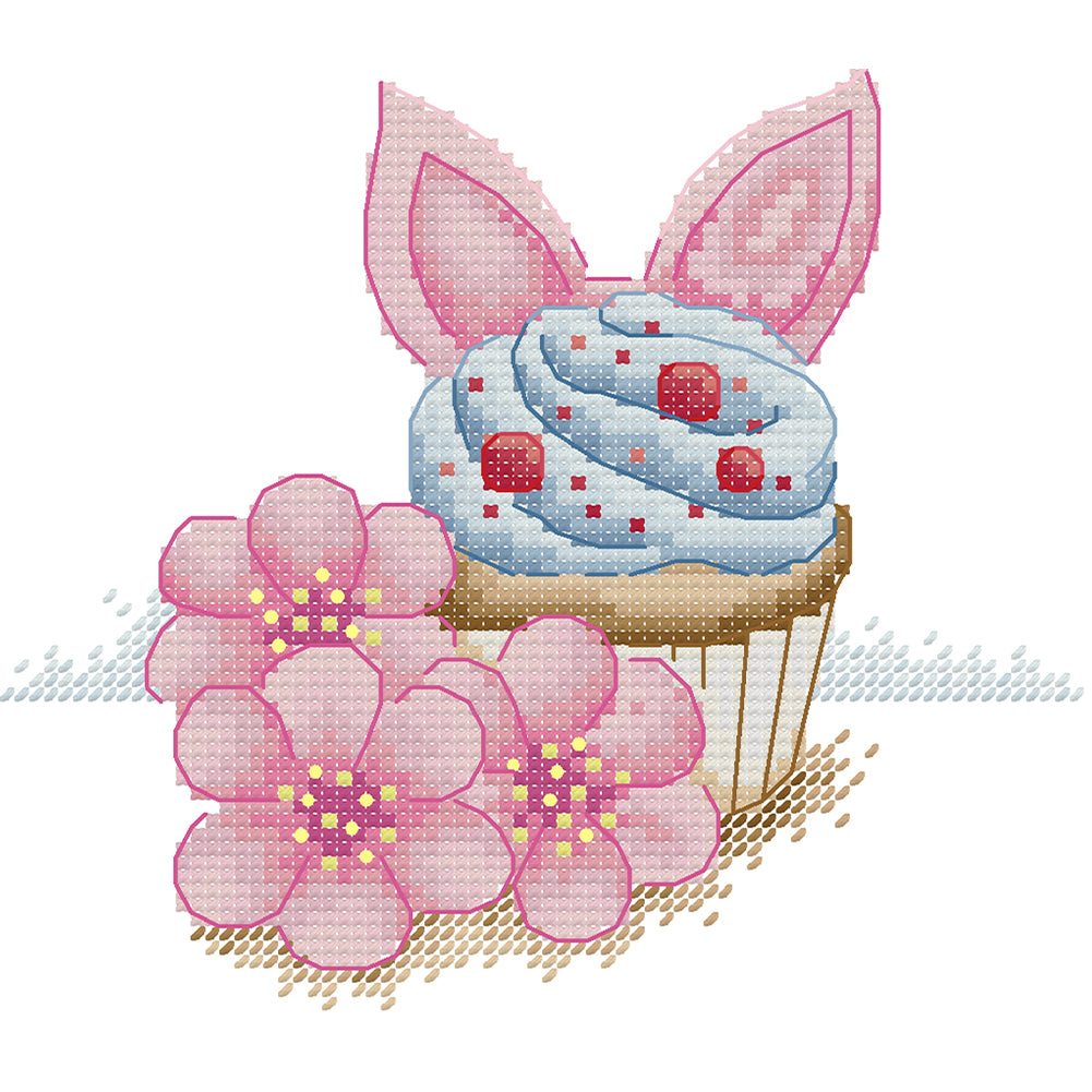 Peach Blossoms And Cake - 14CT Stamped Cross Stitch 18*17CM(Joy Sunday)