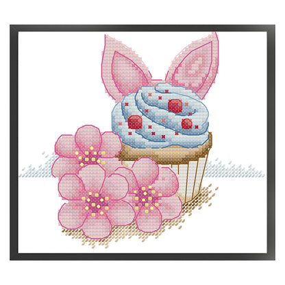 Peach Blossoms And Cake - 14CT Stamped Cross Stitch 18*17CM(Joy Sunday)