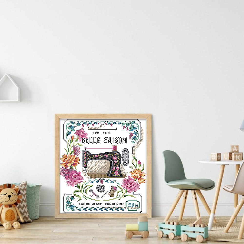 Sewing Machine - 14CT Stamped Cross Stitch 28*30CM(Joy Sunday)