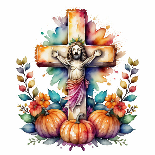 Halloween Cross Pumpkin - Full Round Drill Diamond Painting 40*40CM