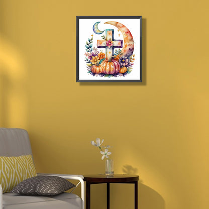 Halloween Cross Pumpkin - Full Round Drill Diamond Painting 40*40CM