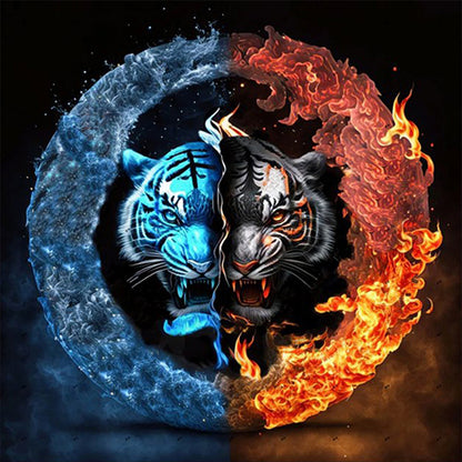 Tiger Yin Yang Diagram - Full Round Drill Diamond Painting 40*40CM