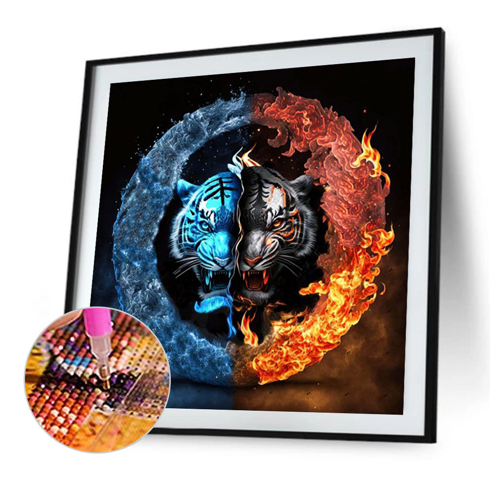 Tiger Yin Yang Diagram - Full Round Drill Diamond Painting 40*40CM
