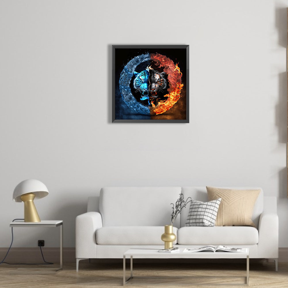 Tiger Yin Yang Diagram - Full Round Drill Diamond Painting 40*40CM