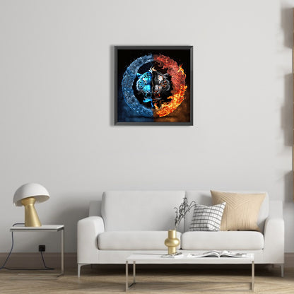 Tiger Yin Yang Diagram - Full Round Drill Diamond Painting 40*40CM