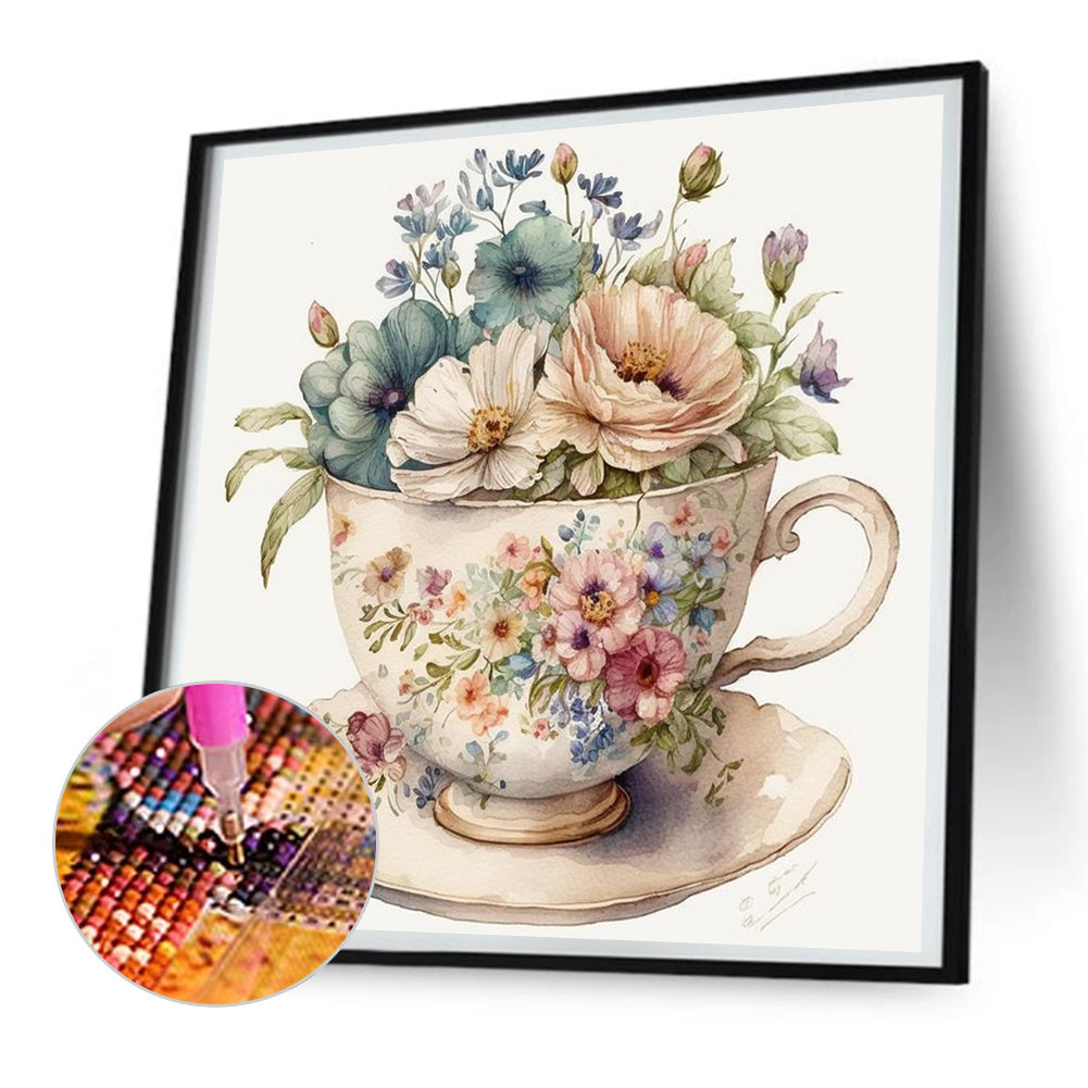 Teacup Bouquet - Full Round Drill Diamond Painting 30*30CM