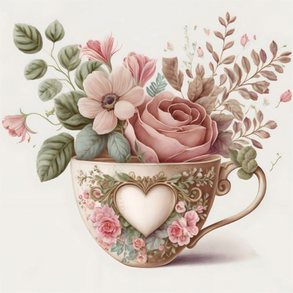 Teacup Bouquet - Full Round Drill Diamond Painting 30*30CM