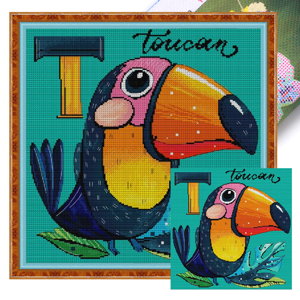 Parrot - 14CT Stamped Cross Stitch 40*40CM(Joy Sunday)