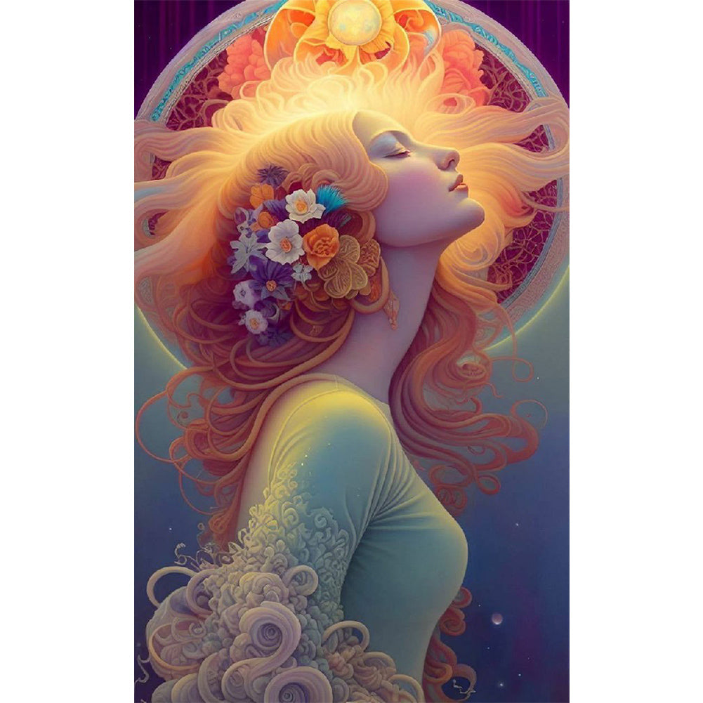 Meditating Woman - Full Round Drill Diamond Painting 30*50CM