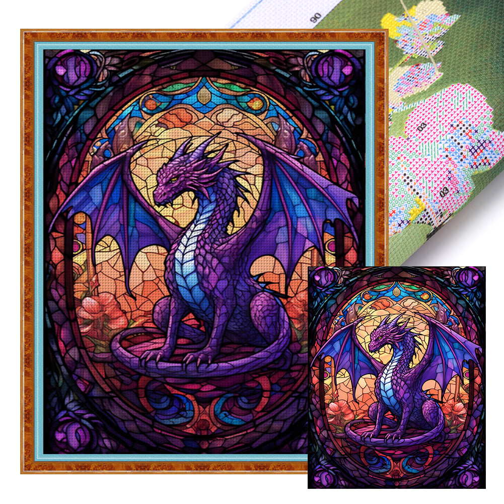 Glass Painting-Pterosaur - 14CT Stamped Cross Stitch 40*50CM