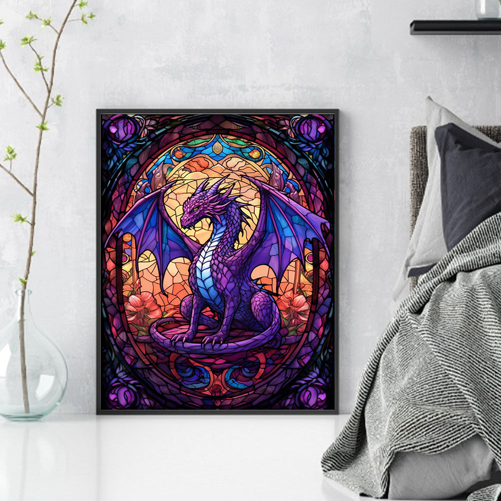 Glass Painting-Pterosaur - 14CT Stamped Cross Stitch 40*50CM