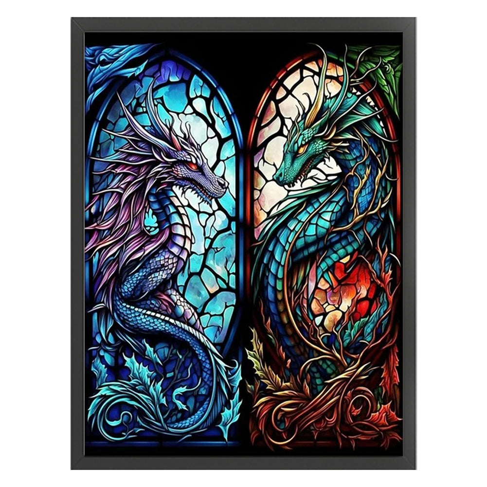 Glass Painting-Flying Dragon - 14CT Stamped Cross Stitch 50*65CM