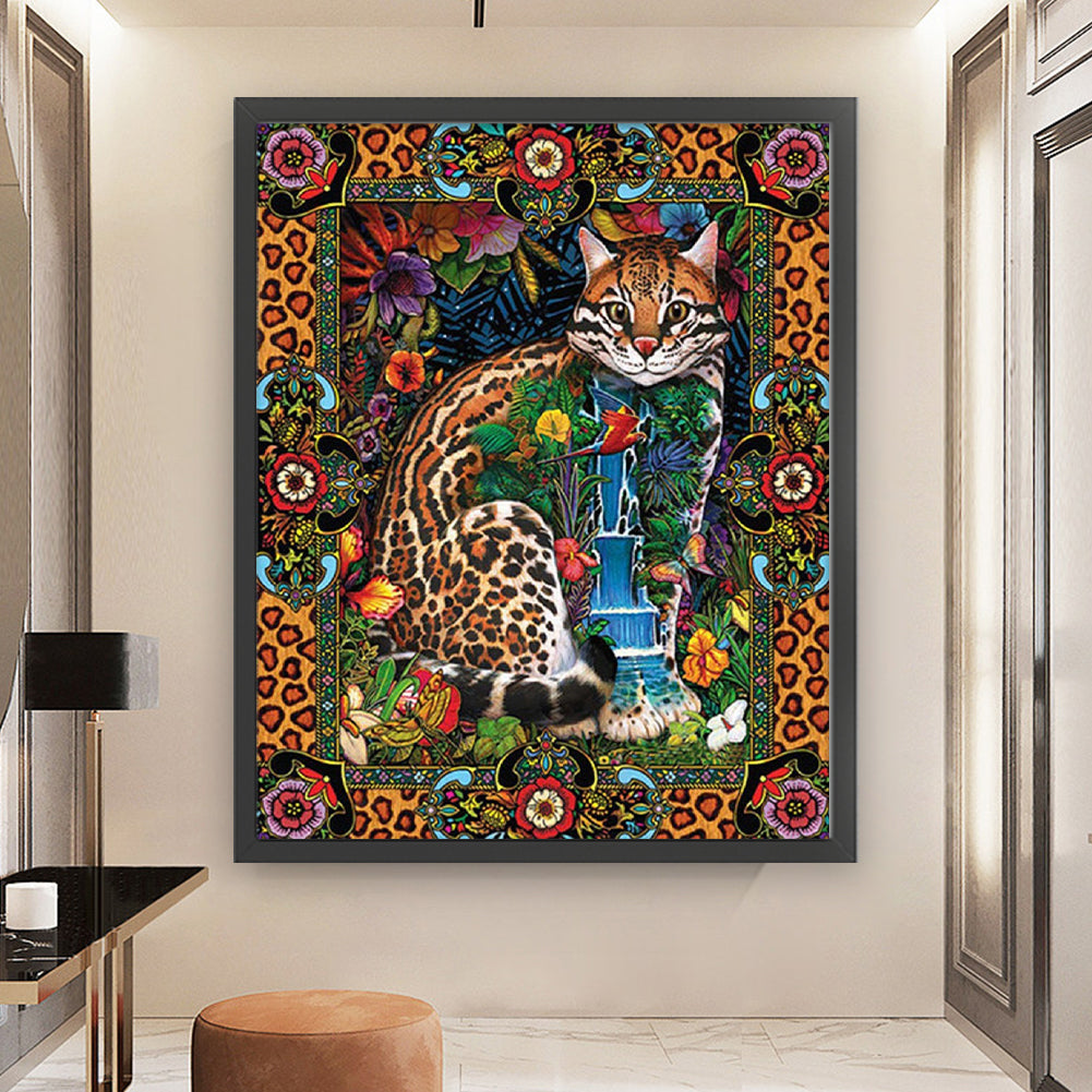 Retro Cat Poster - 11CT Stamped Cross Stitch 50*60CM