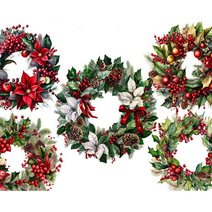 Christmas Mood Decoration Wreath - Full Round Drill Diamond Painting 50*40CM