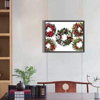 Christmas Mood Decoration Wreath - Full Round Drill Diamond Painting 50*40CM