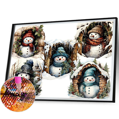 Christmas Snowman - Full Round Drill Diamond Painting 50*40CM