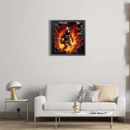 Fire Hero Firefighter - Full Round Drill Diamond Painting 40*40CM