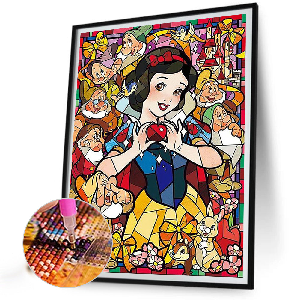 Snow White Glass Painting - Full Round Drill Diamond Painting 50*60CM