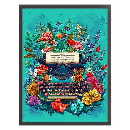 Flower Typewriter - 11CT Stamped Cross Stitch 40*53CM