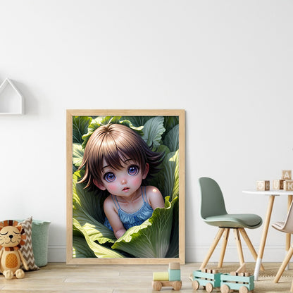 Little Girl In Cabbage - 11CT Stamped Cross Stitch 40*53CM