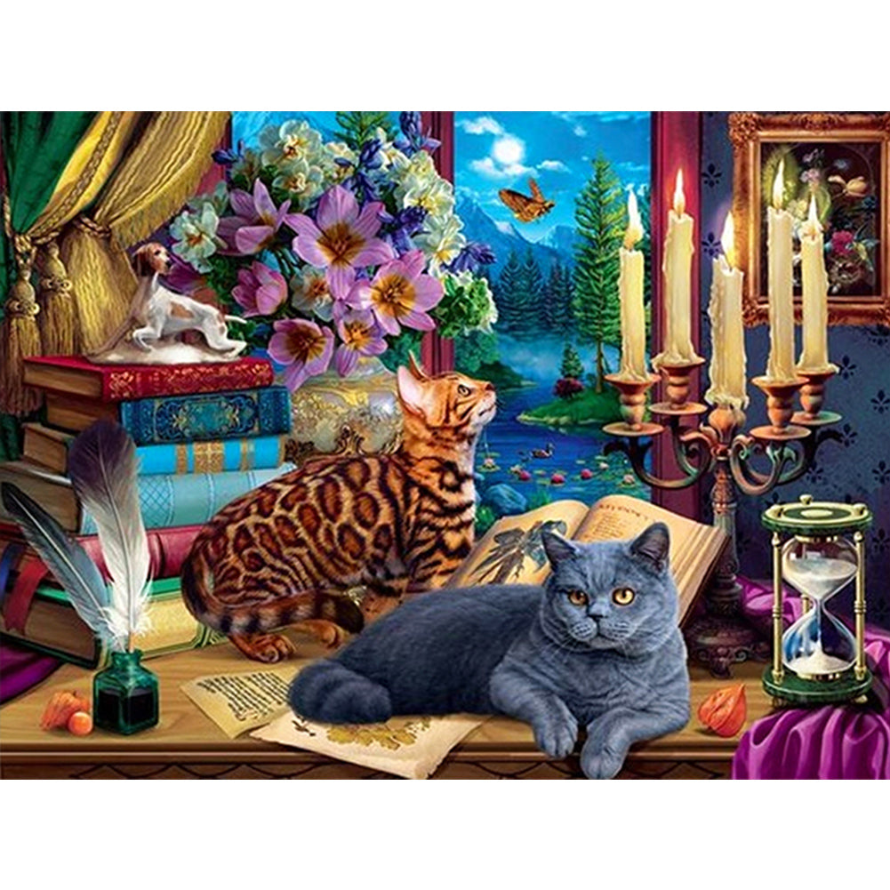 Lazy Cat - Full Square Drill Diamond Painting 40*30CM