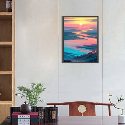 Beautiful Mountains And Rivers - Full Round Drill Diamond Painting 30*40CM