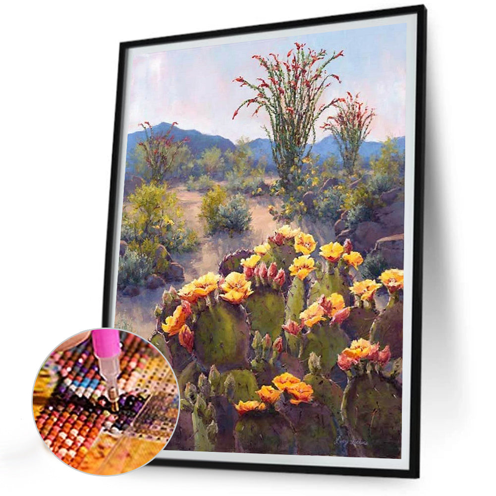 Cactus Flower - Full Round Drill Diamond Painting 30*40CM