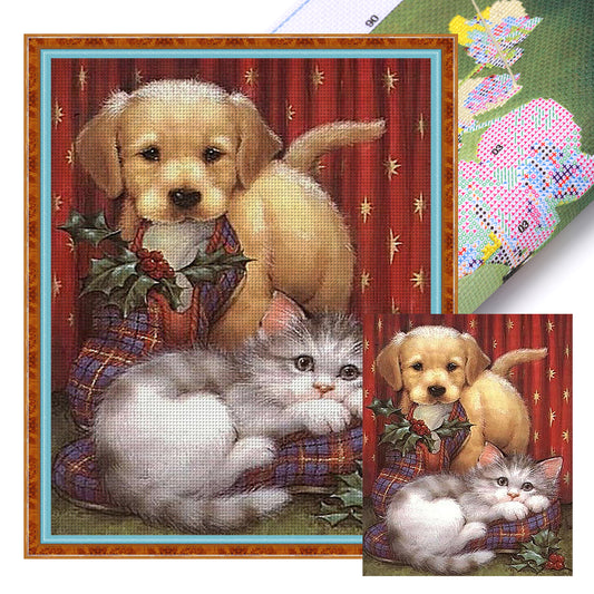 Christmas Puppies And Kittens - 11CT Stamped Cross Stitch 40*50CM