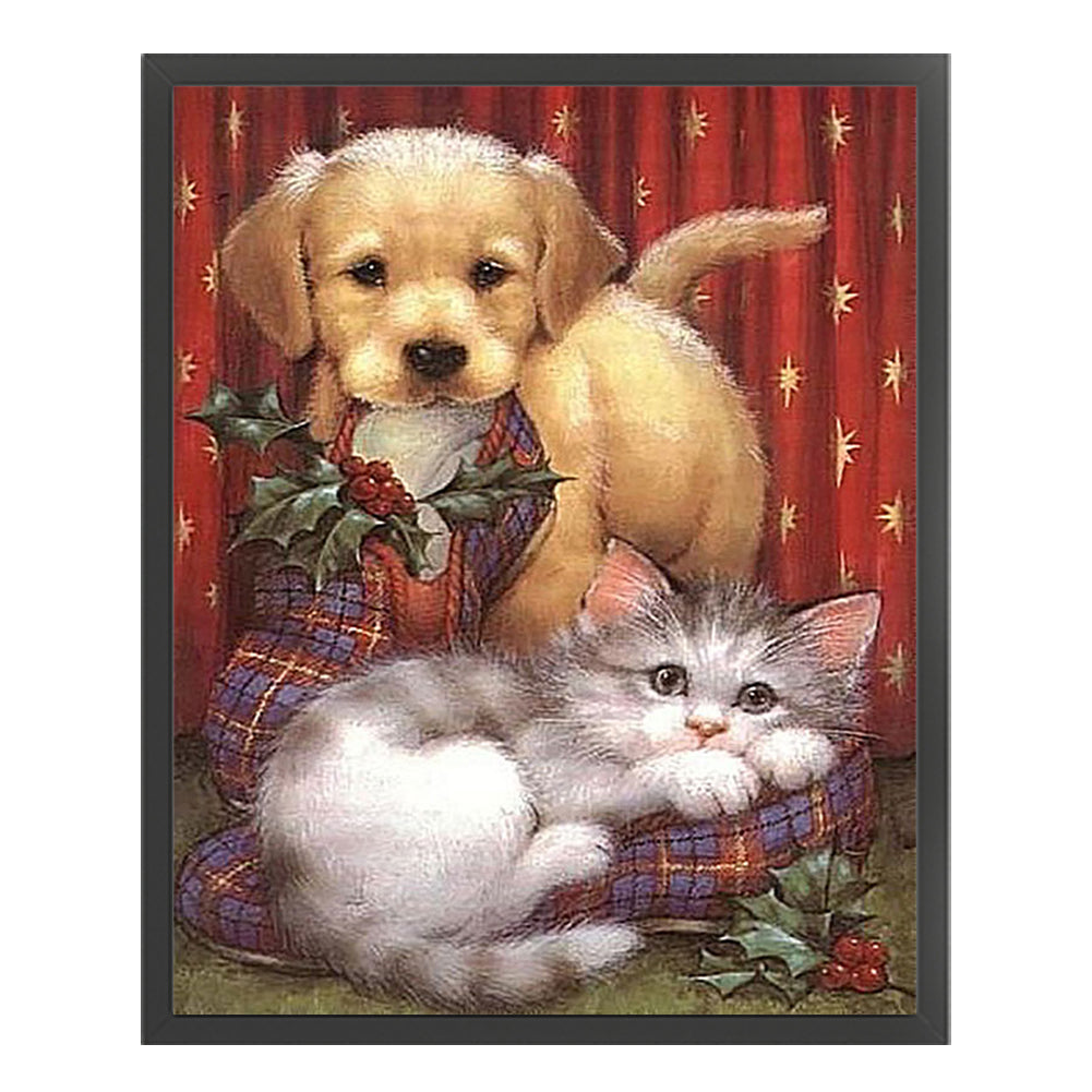 Christmas Puppies And Kittens - 11CT Stamped Cross Stitch 40*50CM