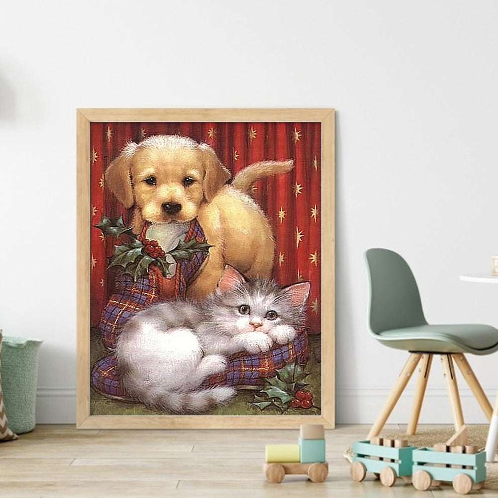 Christmas Puppies And Kittens - 11CT Stamped Cross Stitch 40*50CM