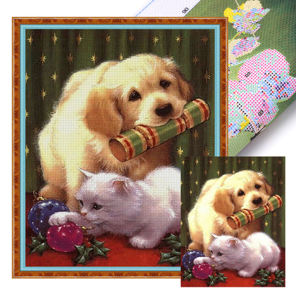 Christmas Puppies And Kittens - 11CT Stamped Cross Stitch 40*50CM