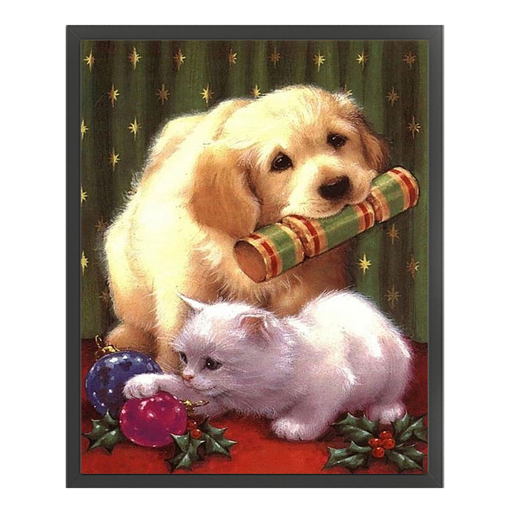 Christmas Puppies And Kittens - 11CT Stamped Cross Stitch 40*50CM