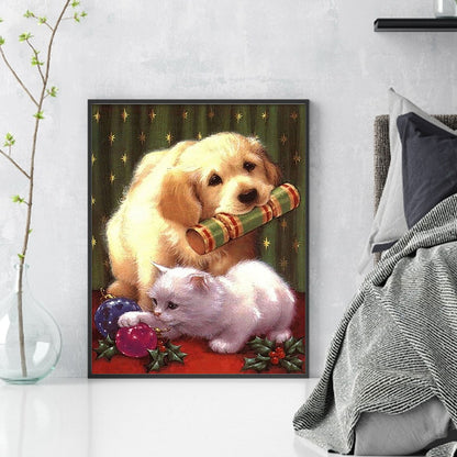 Christmas Puppies And Kittens - 11CT Stamped Cross Stitch 40*50CM