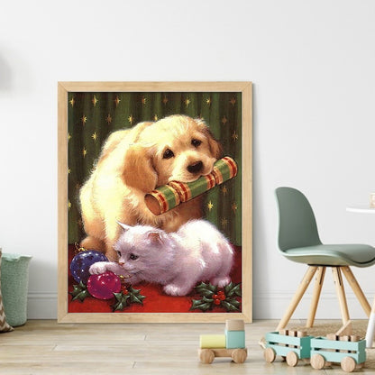 Christmas Puppies And Kittens - 11CT Stamped Cross Stitch 40*50CM