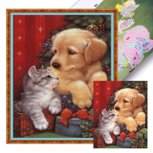 Christmas Puppies And Kittens - 11CT Stamped Cross Stitch 40*50CM