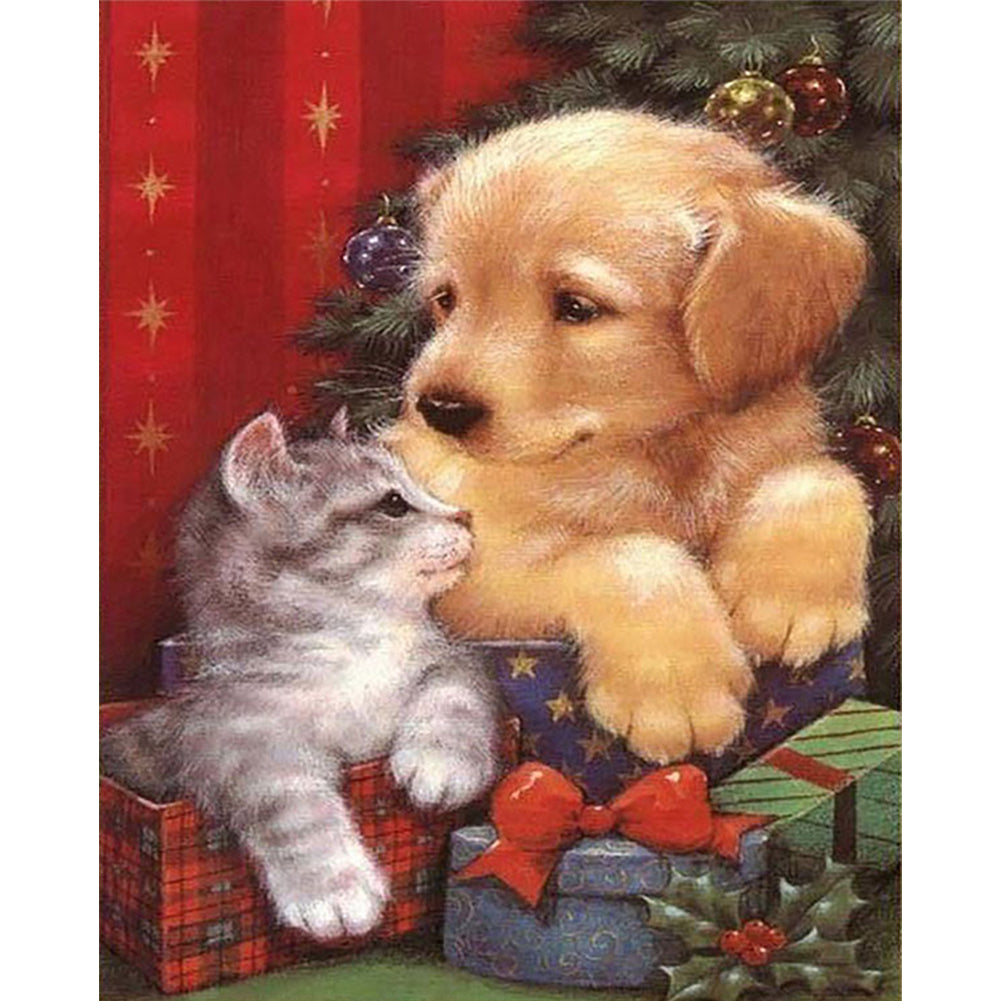 Christmas Puppies And Kittens - 11CT Stamped Cross Stitch 40*50CM