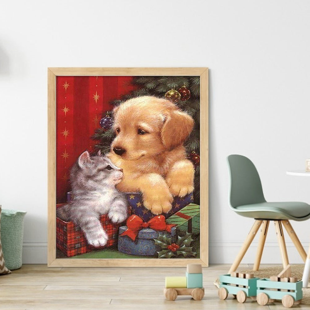 Christmas Puppies And Kittens - 11CT Stamped Cross Stitch 40*50CM