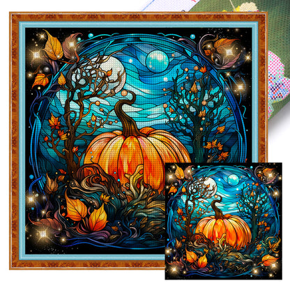 Glass Painting-Pumpkin - 11CT Stamped Cross Stitch 45*45CM