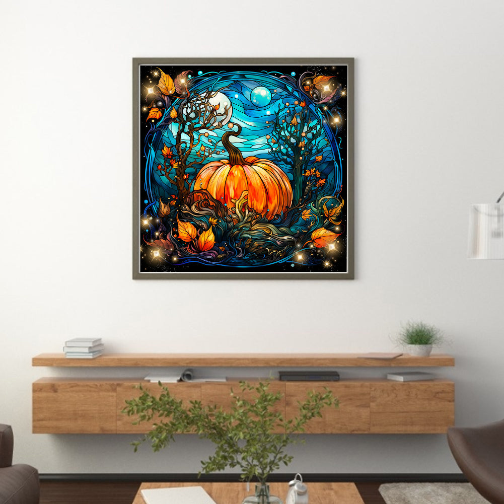 Glass Painting-Pumpkin - 11CT Stamped Cross Stitch 45*45CM