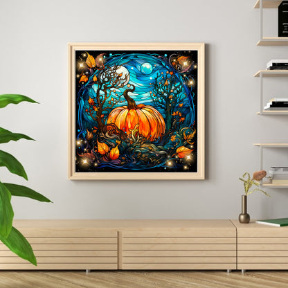 Glass Painting-Pumpkin - 11CT Stamped Cross Stitch 45*45CM